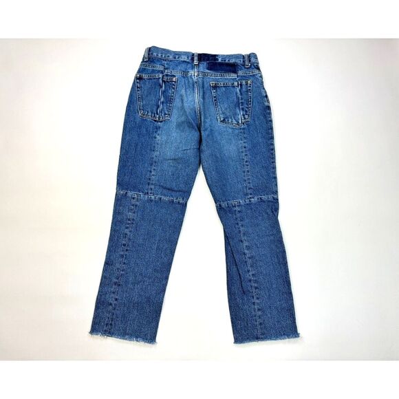 Sandro Paris Cropped Patchwork Denim Jeans Women 36‎ US4? Cotton Pockets Blue - Picture 2 of 14